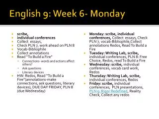 English 9: Week 6- Monday