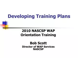 Developing Training Plans
