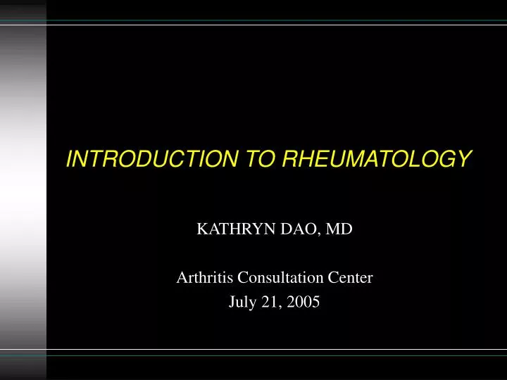 introduction to rheumatology