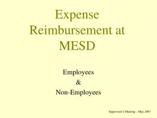 Expense Reimbursement at MESD