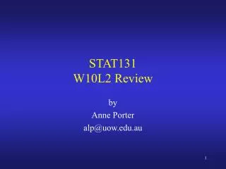 STAT131 W10L2 Review