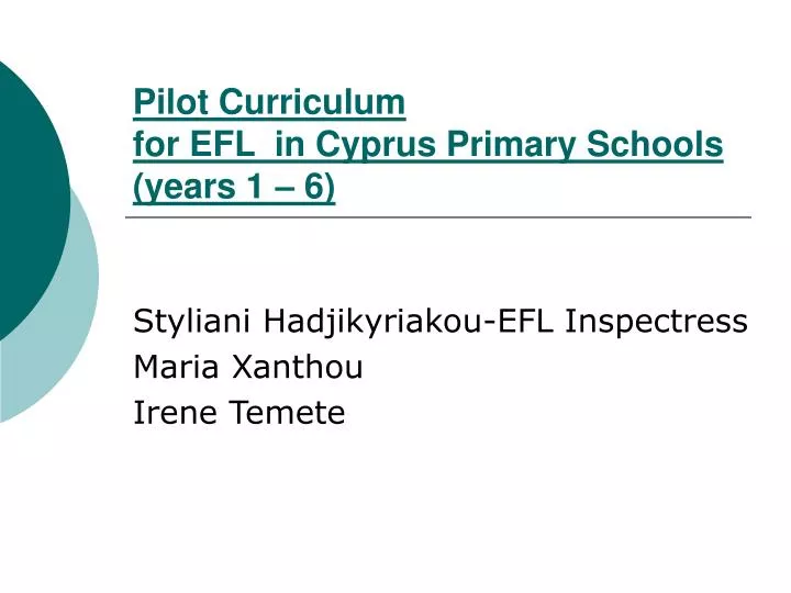 pilot curriculum for efl in cyprus primary schools years 1 6