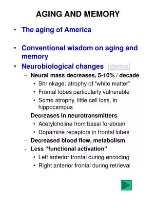 AGING AND MEMORY