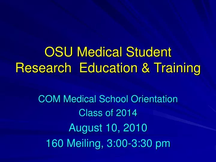osu medical student research education training