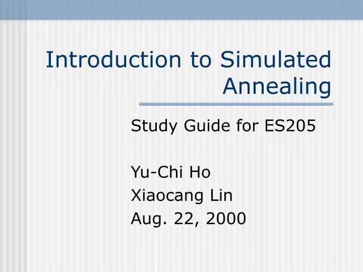 introduction to simulated annealing