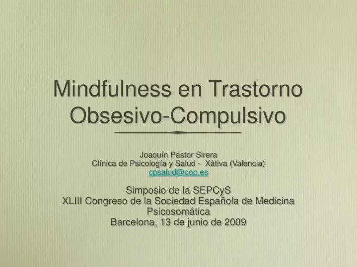 mindfulness en trastorno obsesivo compulsivo