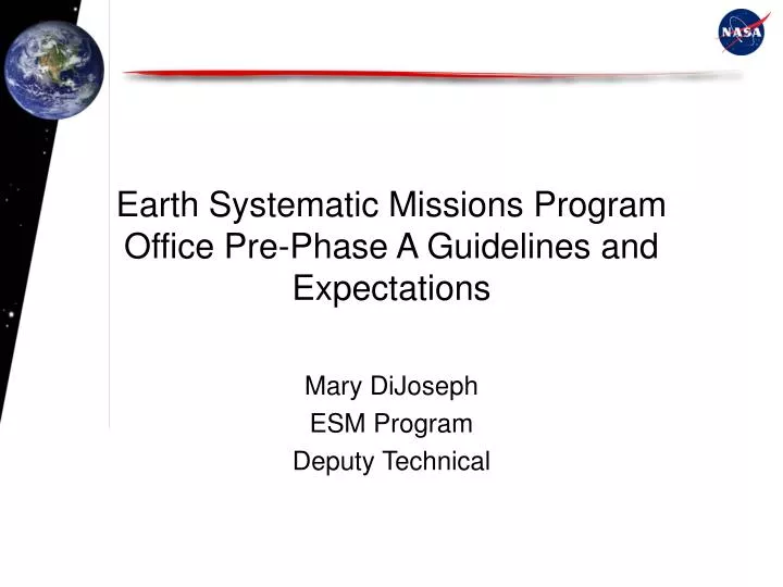 earth systematic missions program office pre phase a guidelines and expectations