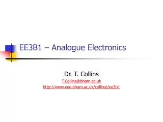 EE3B1 – Analogue Electronics