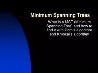 Minimum Spanning Trees