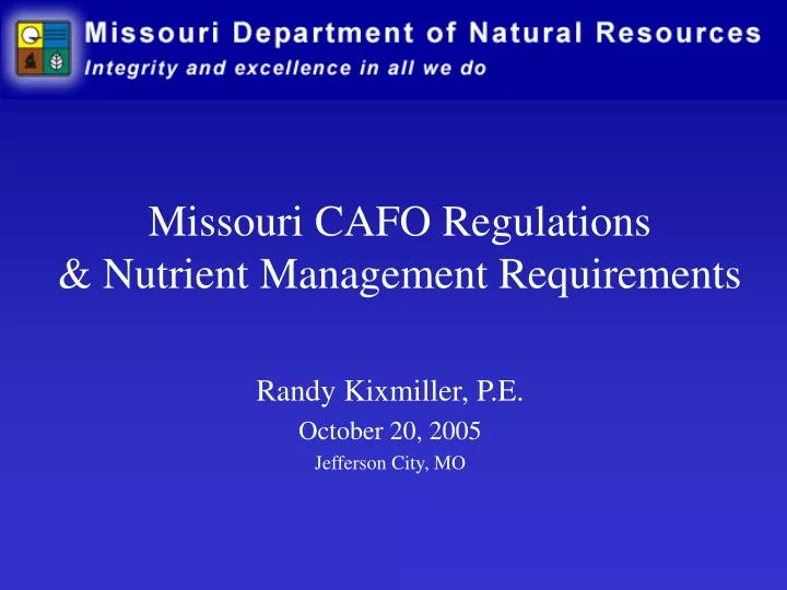 missouri cafo regulations nutrient management requirements