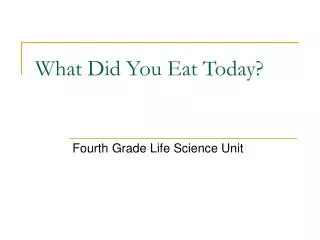 What Did You Eat Today?