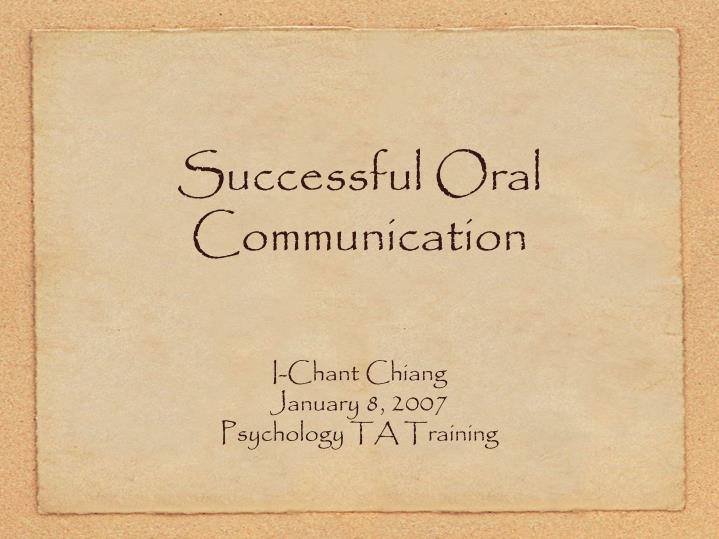 successful oral communication
