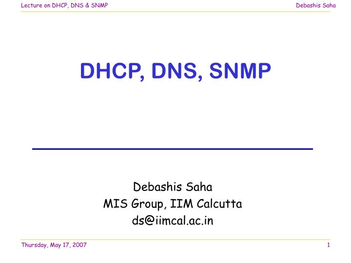 dhcp dns snmp