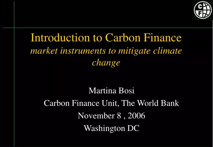 introduction to carbon finance market instruments to mitigate climate change