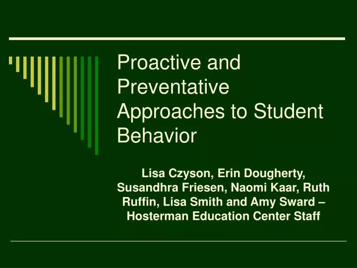 proactive and preventative approaches to student behavior