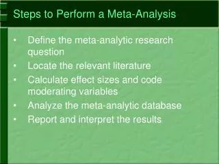 Steps to Perform a Meta-Analysis