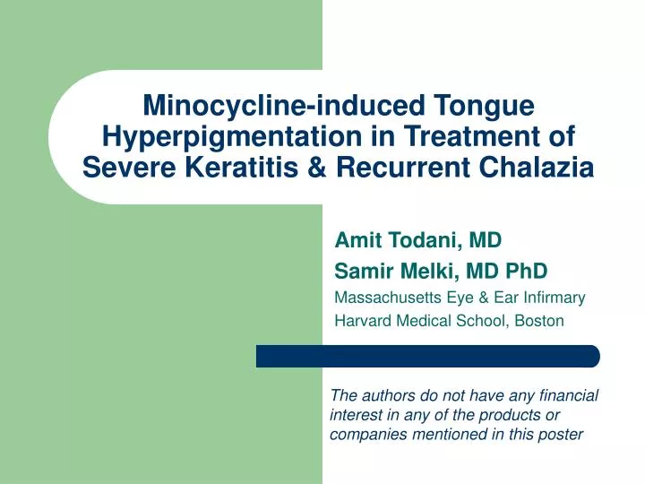 minocycline induced tongue hyperpigmentation in treatment of severe keratitis recurrent chalazia