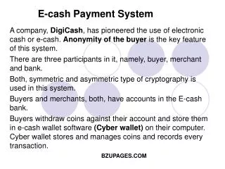 E-cash Payment System