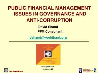 PUBLIC FINANCIAL MANAGEMENT ISSUES IN GOVERNANCE AND ANTI-CORRUPTION