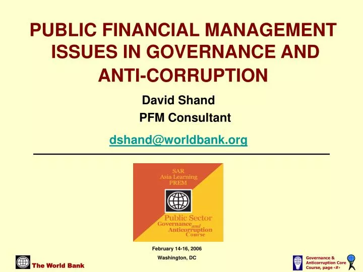 public financial management issues in governance and anti corruption