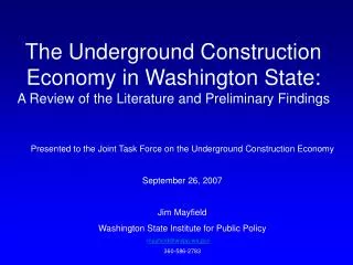 The Underground Construction Economy in Washington State: A Review of the Literature and Preliminary Findings