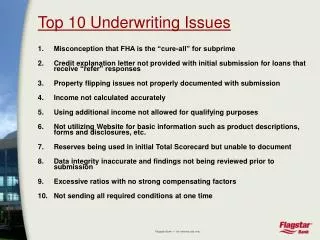 Top 10 Underwriting Issues