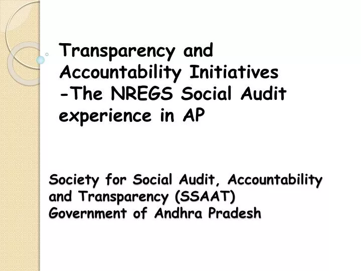 society for social audit accountability and transparency ssaat government of andhra pradesh