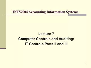 INFS7004 Accounting Information Systems