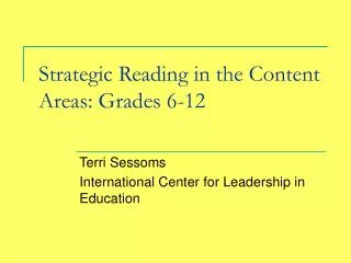 Strategic Reading in the Content Areas: Grades 6-12