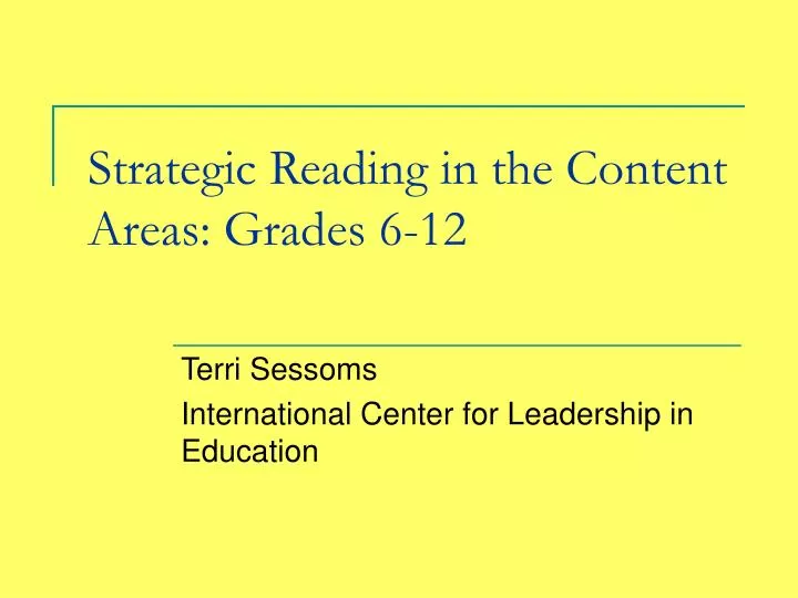 strategic reading in the content areas grades 6 12