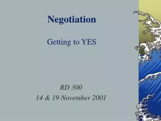 Negotiation Getting to YES