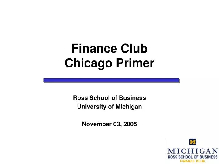 finance club chicago primer