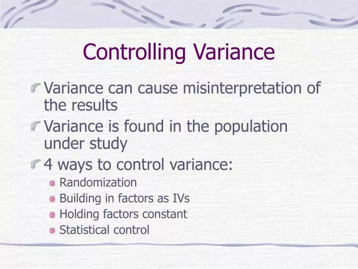 controlling variance