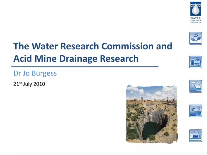 the water research commission and acid mine drainage research