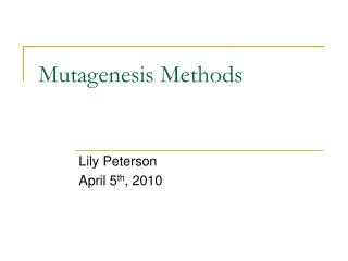 Mutagenesis Methods