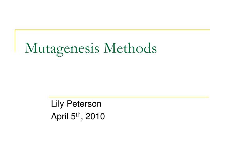 mutagenesis methods