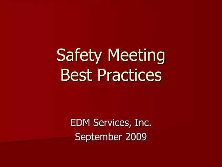 safety meeting best practices