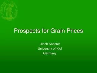Prospects for Grain Prices