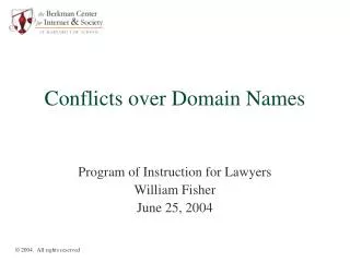 Conflicts over Domain Names
