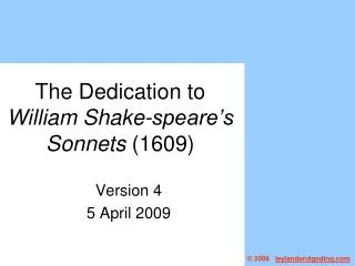 The Dedication to William Shake-speare’s Sonnets (1609)