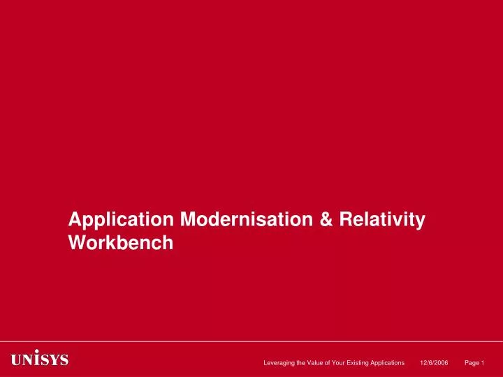 application modernisation relativity workbench