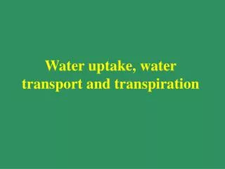 Water uptake, water transport and transpiration