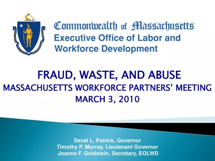 fraud waste and abuse massachusetts workforce partners meeting march 3 2010