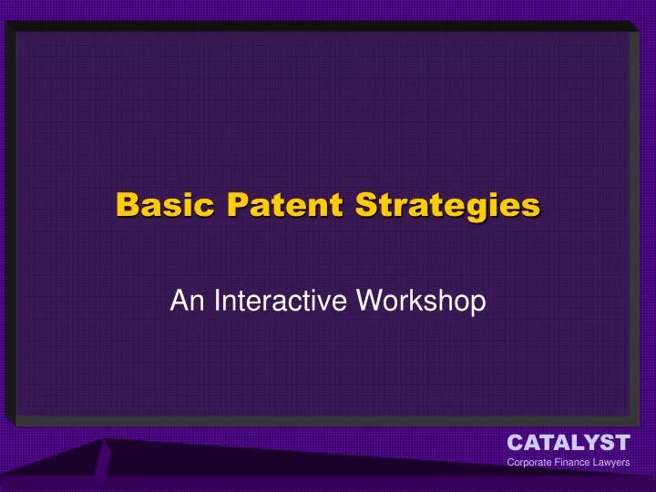 basic patent strategies