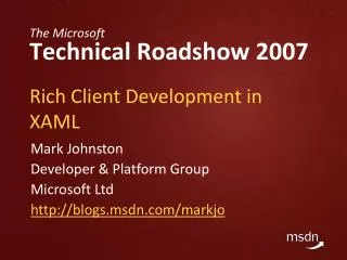 Rich Client Development in XAML