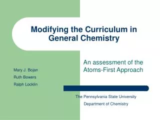 Modifying the Curriculum in General Chemistry