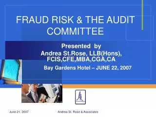 FRAUD RISK &amp; THE AUDIT COMMITTEE