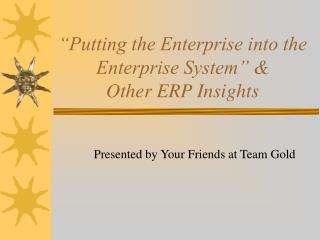 “Putting the Enterprise into the Enterprise System” &amp; Other ERP Insights