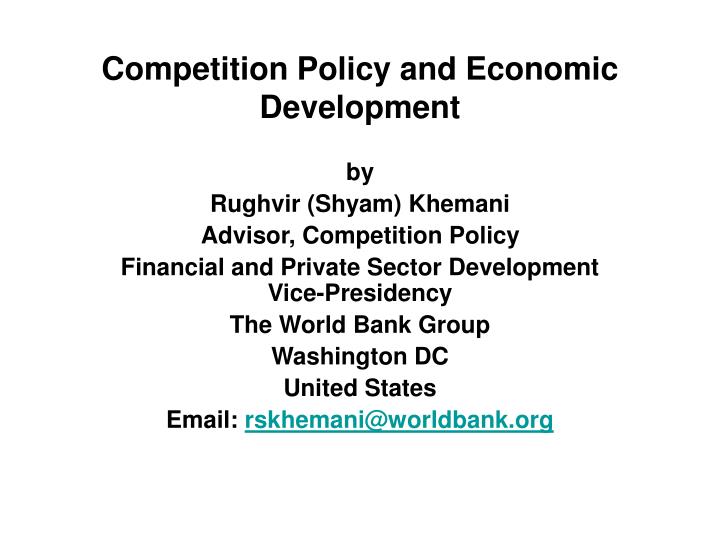 competition policy and economic development