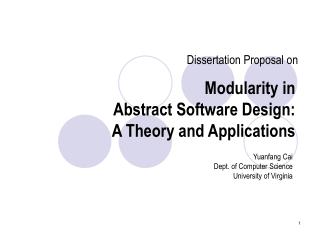 Modularity in Abstract Software Design: A Theory and Applications